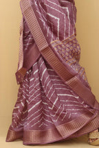 Purple Leheriya Print Tussar Cotton Silk Saree - Luxurion World