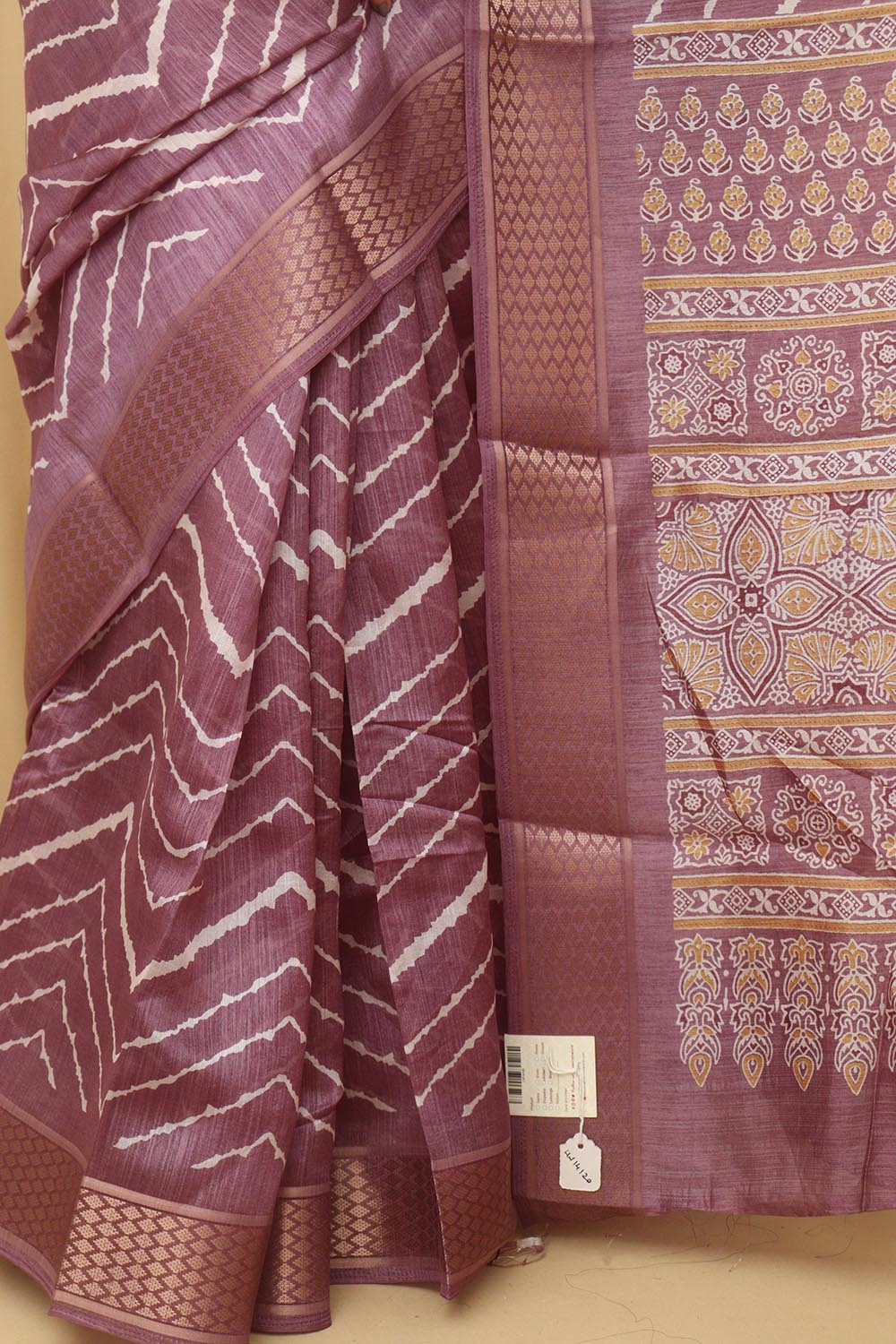 Purple Leheriya Print Tussar Cotton Silk Saree - Luxurion World