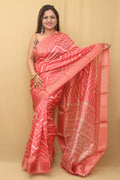 Pink Leheriya Print Tussar Cotton Silk Saree - Luxurion World