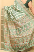 Stunning Green Leheriya Tussar Silk Saree - Luxurion World