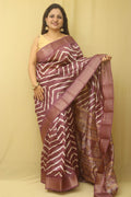Stunning Purple Leheriya Print Tussar Saree - Luxurion World