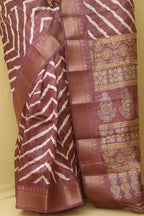 Stunning Purple Leheriya Print Tussar Saree - Luxurion World
