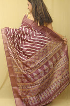 Stunning Purple Leheriya Print Tussar Saree - Luxurion World