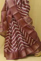 Stunning Purple Leheriya Print Tussar Saree - Luxurion World
