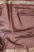 Elegant Maroon Block Printed Tussar Silk Saree - Luxurion World