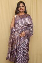 Elegant Purple Leheriya Print Tussar Silk Saree - Luxurion World