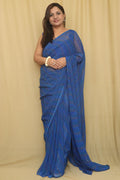 Blue Leheriya Georgette Saree - Elegant and Stylish - Luxurion World