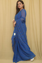Blue Leheriya Georgette Saree - Elegant and Stylish - Luxurion World