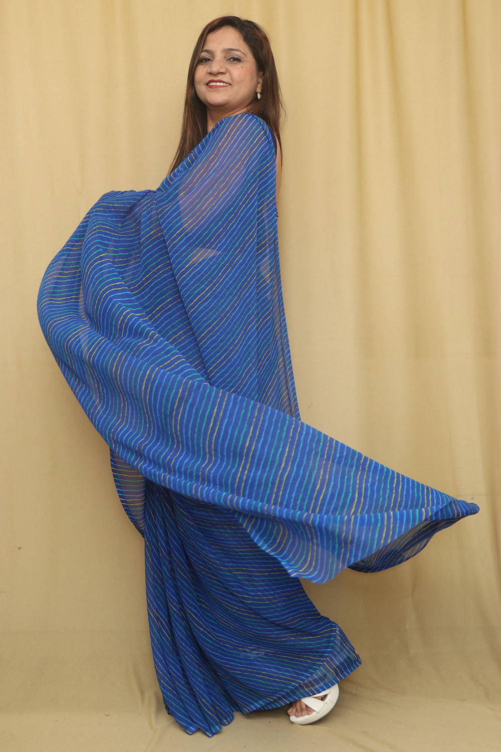 Blue Leheriya Georgette Saree - Elegant and Stylish - Luxurion World