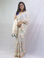 Stunning Pastel Linen Silk Saree with Intricate Embroidery - Luxurion World