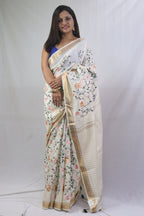 Stunning Pastel Linen Silk Saree with Intricate Embroidery - Luxurion World