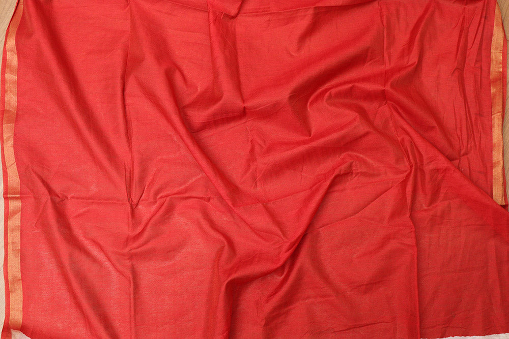 Vibrant Red Madhubani Cotton Silk Saree with Digital Print - Luxurion World