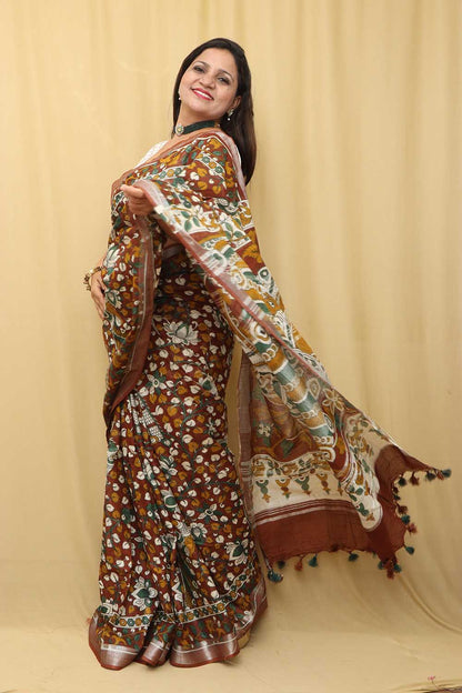 Colorful Kalamkari Design Silk Saree - Luxurion World