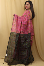 Vibrant Pink Madhubani Cotton Silk Saree - Luxurion World