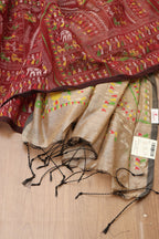 Vibrant Maroon Madhubani Digital Printed Silk Saree - Luxurion World
