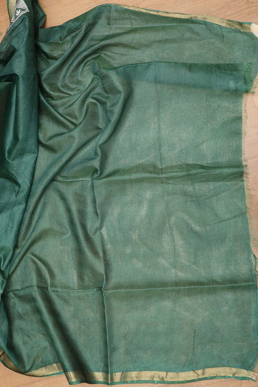 Vibrant Green Madhubani Silk Saree with Digital Print - Luxurion World