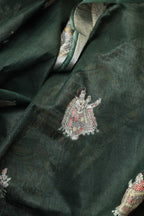 Vibrant Green Madhubani Silk Saree with Digital Print - Luxurion World