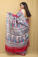 Stunning Pink Madhubani Digital Printed Cotton Silk Saree - Luxurion World