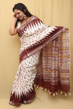 Pastel Madhubani Cotton Silk Saree: Digital Printed Elegance - Luxurion World