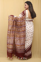 Pastel Madhubani Cotton Silk Saree: Digital Printed Elegance - Luxurion World