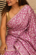 Pink Kalamkari Design Bhagalpur Silk Saree