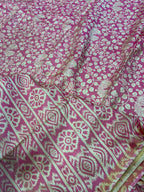 Pink Kalamkari Design Bhagalpur Silk Saree