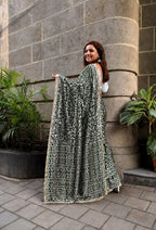 Green Kalamkari Design Bhagalpur Silk Saree