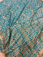 Light Blue Kalamkari Design Bhagalpur Silk Saree