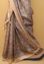 Pastel Madhubani Print Semi Tussar Silk Saree - Luxurion World