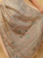 Pastel Madhubani Print Semi Tussar Silk Saree - Luxurion World