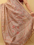 Pastel Madhubani Print Semi Tussar Silk Saree - Luxurion World