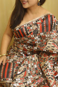 Multicolor Hand Painted Madhubani Tussar Ghicha Silk Saree - Luxurion World