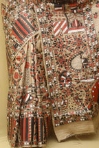 Multicolor Hand Painted Madhubani Tussar Ghicha Silk Saree - Luxurion World