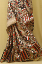 Multicolor Hand Painted Madhubani Tussar Ghicha Silk Saree - Luxurion World