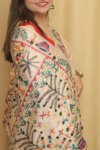 Pastel Madhubani Hand Painted Tussar Silk Saree - Luxurion World