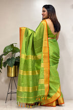 Green Maheshwari Cotton Silk Saree
