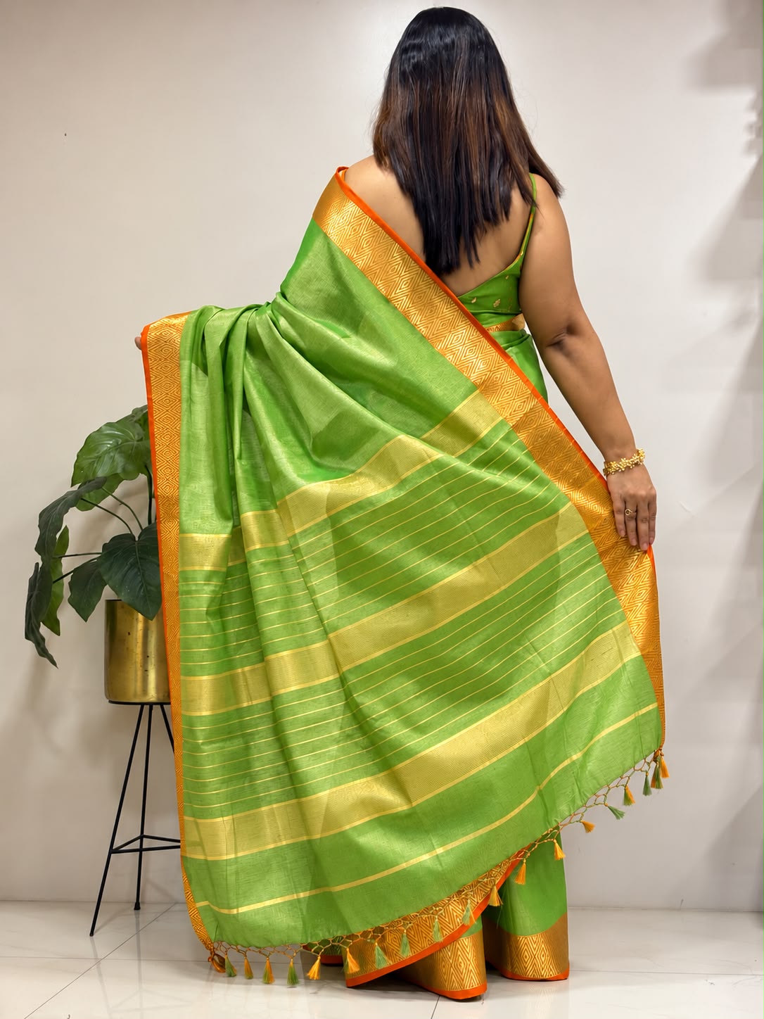 Green Maheshwari Cotton Silk Saree