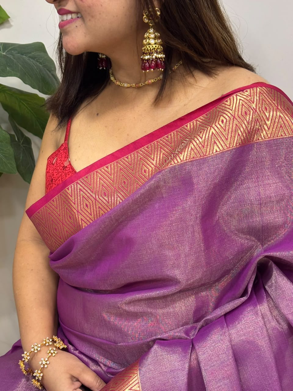 Purple Maheshwari Cotton Silk Saree