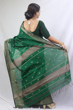 Stylish Green Handloom Maheshwari Silk Cotton Saree - Perfect for Any Occasion - Luxurion World