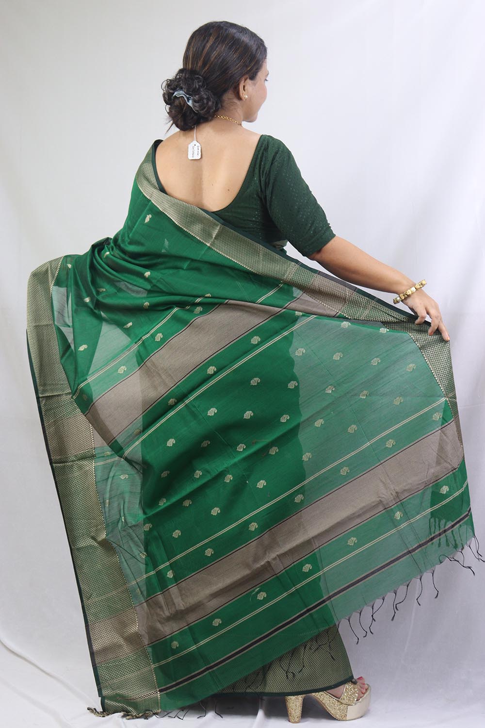 Stylish Green Handloom Maheshwari Silk Cotton Saree - Perfect for Any Occasion - Luxurion World