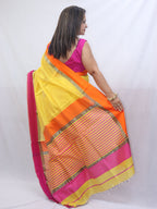 Stunning Yellow Maheshwari Silk Cotton Saree - Handloom Woven Beauty - Luxurion World