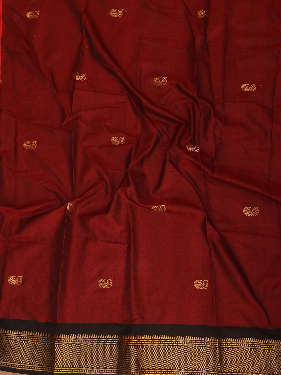 Red And Black Paithani Cotton Silk Saree - Luxurion World