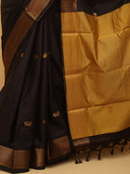 Golden And Black Paithani Cotton Silk Saree - Luxurion World