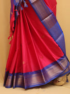 Pink And Blue Paithani Cotton Silk Saree - Luxurion World