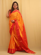 Orange And Red Paithani Cotton Silk Saree - Luxurion World