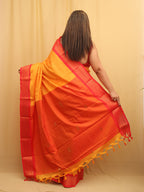 Orange And Red Paithani Cotton Silk Saree - Luxurion World