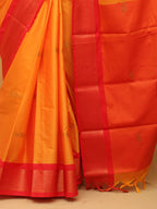 Orange And Red Paithani Cotton Silk Saree - Luxurion World