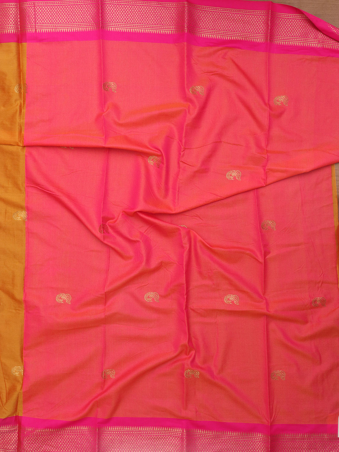 Orange And Pink Paithani Cotton Silk Saree - Luxurion World