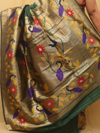 Green Paithani Silk Bird And Flower Design Saree - Luxurion World