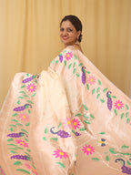 Pastel Paithani Silk Bird And Flower Design Saree - Luxurion World